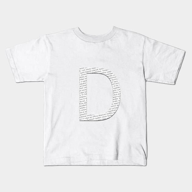 Typographic monogram cutout D Kids T-Shirt by Slownessi